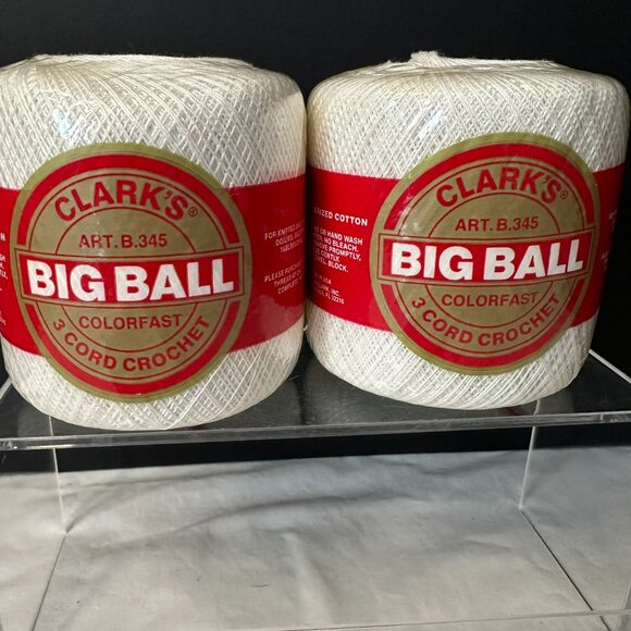 Crochet Thread New White Sz 20 - 2-400yd Clarks Big Ball  1-225 yd Knit Crosheen - Picture 6 of 7